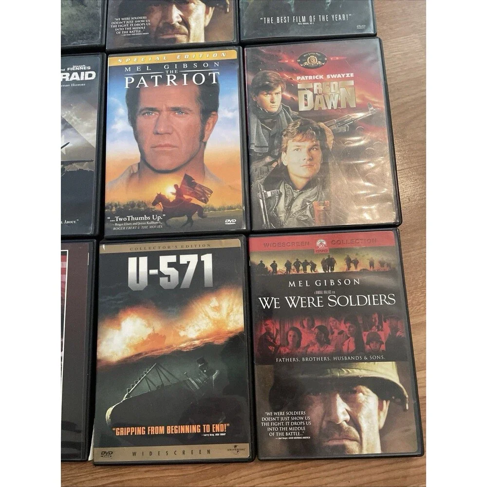 Huge DVD Lot Full Metal Jacket Platoon Pear Harbor Military WAR Movies 12 Disc
